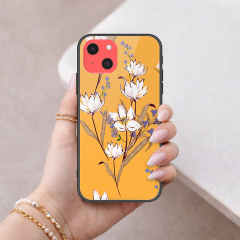iPhone 13 Mini Cover - Floral Series - HQ Ultra Shine Premium Infinity Glass Soft Silicon Borders Case