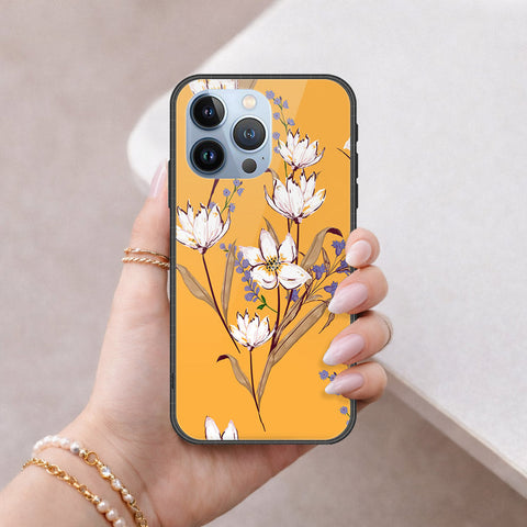 iPhone 13 Pro Cover - Floral Series - HQ Ultra Shine Premium Infinity Glass Soft Silicon Borders Case