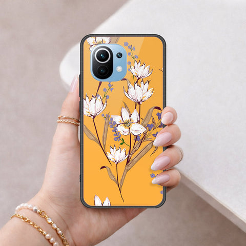 Xiaomi Mi 11 Cover - Floral Series - HQ Ultra Shine Premium Infinity Glass Soft Silicon Borders Case