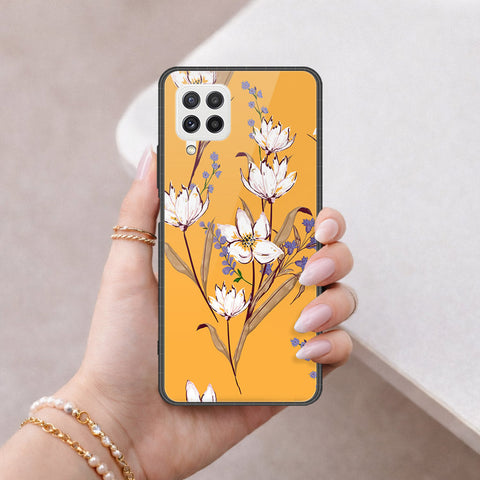 Samsung Galaxy M22 Cover - Floral Series - HQ Ultra Shine Premium Infinity Glass Soft Silicon Borders Case