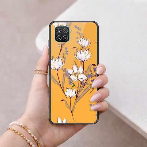 Samsung Galaxy A12 Nacho Cover - Floral Series - HQ Ultra Shine Premium Infinity Glass Soft Silicon Borders Case