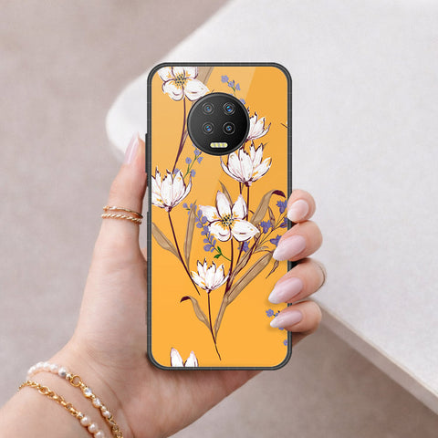 Infinix Note 7 Cover - Floral Series - HQ Ultra Shine Premium Infinity Glass Soft Silicon Borders Case