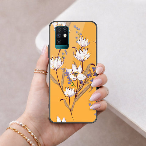 Infinix Note 10 Cover - Floral Series - HQ Ultra Shine Premium Infinity Glass Soft Silicon Borders Case