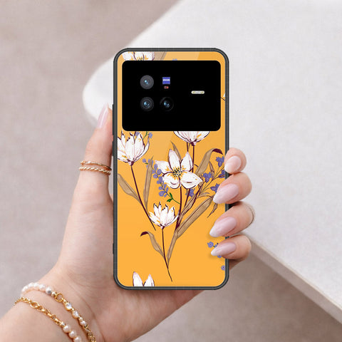 Vivo X80 Cover - Floral Series - HQ Ultra Shine Premium Infinity Glass Soft Silicon Borders Case