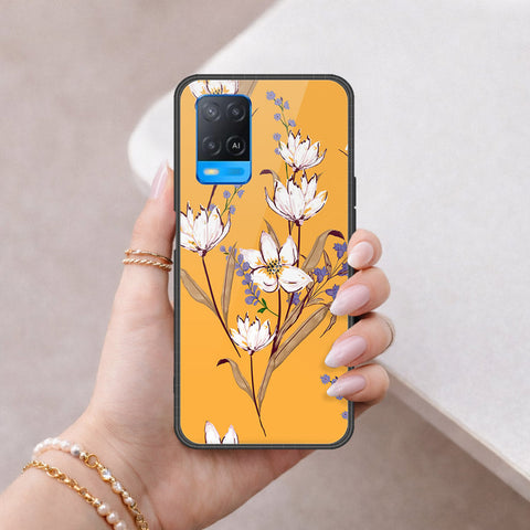 Oppo A54 4G Cover - Floral Series - HQ Ultra Shine Premium Infinity Glass Soft Silicon Borders Case