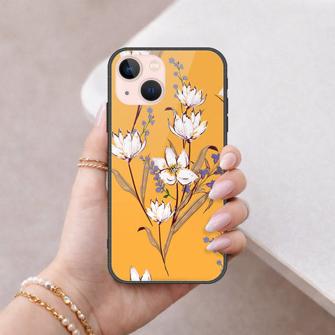 iPhone 14 - Floral Series - HQ Ultra Shine Premium Infinity Glass Soft Silicon Borders Case