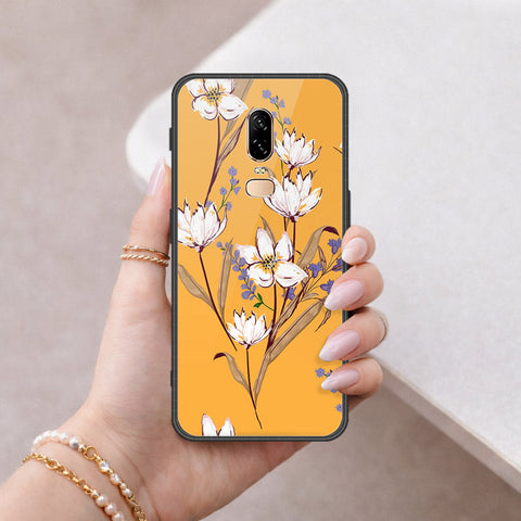 OnePlus 6 Cover - Floral Series - HQ Ultra Shine Premium Infinity Glass Soft Silicon Borders Case