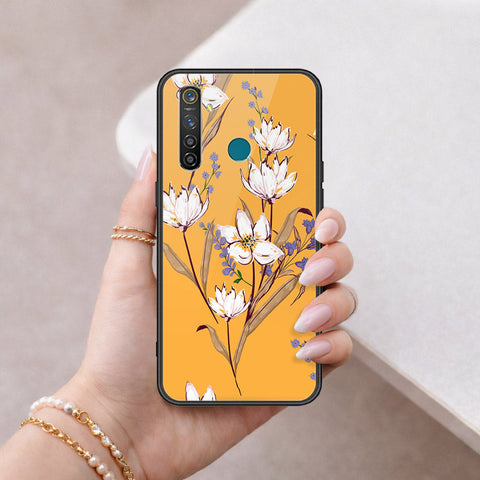 Realme 5 Pro Cover - Floral Series - HQ Ultra Shine Premium Infinity Glass Soft Silicon Borders Case