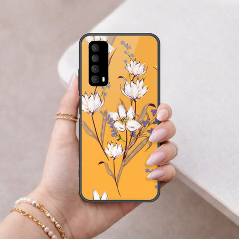 Huawei Y7a Cover - Floral Series - HQ Ultra Shine Premium Infinity Glass Soft Silicon Borders Case