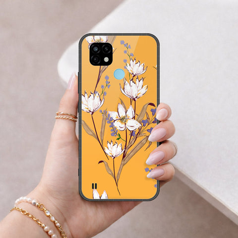 Realme C21 Cover - Floral Series - HQ Ultra Shine Premium Infinity Glass Soft Silicon Borders Case