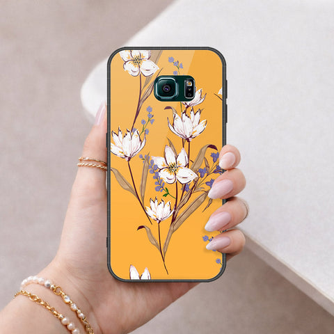 Samsung Galaxy S6 Edge Cover - Floral Series - HQ Ultra Shine Premium Infinity Glass Soft Silicon Borders Case