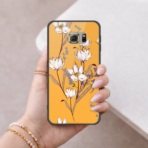 Samsung Galaxy S6 Cover - Floral Series - HQ Ultra Shine Premium Infinity Glass Soft Silicon Borders Case