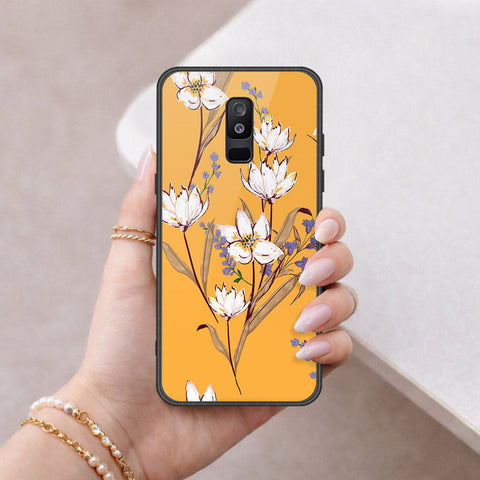 Samsung Galaxy A6 Plus 2018 Cover - Floral Series - HQ Ultra Shine Premium Infinity Glass Soft Silicon Borders Case