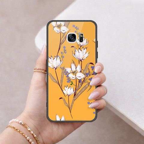 Samsung Galaxy S7 Edge Cover - Floral Series - HQ Ultra Shine Premium Infinity Glass Soft Silicon Borders Case