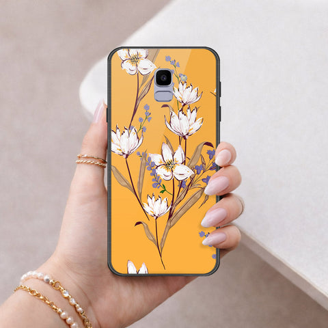 Samsung Galaxy J6 2018 Cover - Floral Series - HQ Ultra Shine Premium Infinity Glass Soft Silicon Borders Case