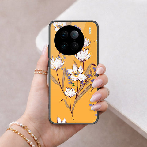 Vivo X90 Pro Cover - Floral Series - HQ Ultra Shine Premium Infinity Glass Soft Silicon Borders Case