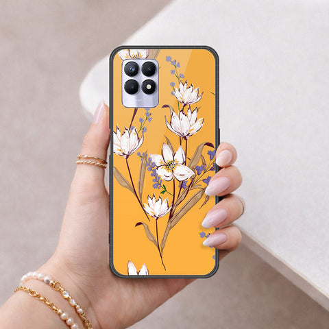 Realme 8i Cover - Floral Series - HQ Ultra Shine Premium Infinity Glass Soft Silicon Borders Case