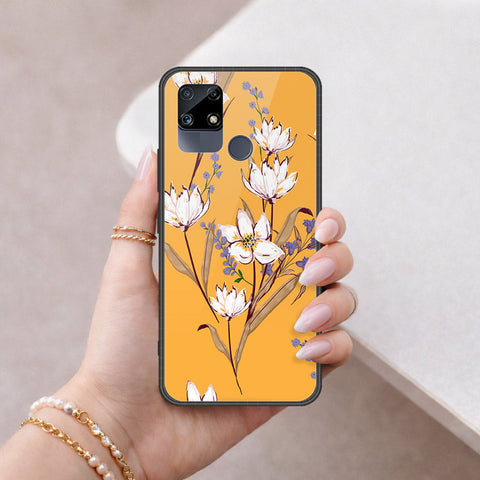 Realme Narzo 20 Cover - Floral Series - HQ Ultra Shine Premium Infinity Glass Soft Silicon Borders Case