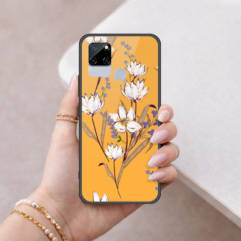 Realme C12 Cover - Floral Series - HQ Ultra Shine Premium Infinity Glass Soft Silicon Borders Case