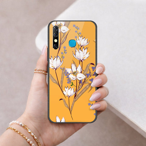Infinix Hot 8 Cover - Floral Series - HQ Ultra Shine Premium Infinity Glass Soft Silicon Borders Case