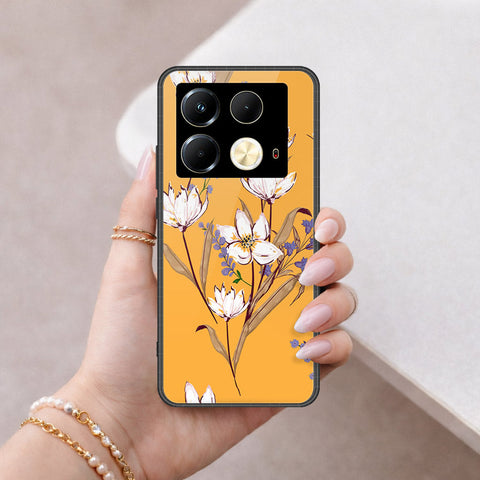 Infinix Note 40 Cover - Floral Series - HQ Ultra Shine Premium Infinity Glass Soft Silicon Borders Case