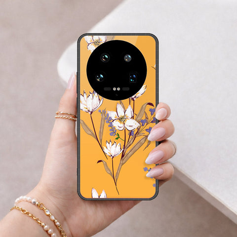 Xiaomi 14 Ultra Cover - Floral Series - HQ Ultra Shine Premium Infinity Glass Soft Silicon Borders Case