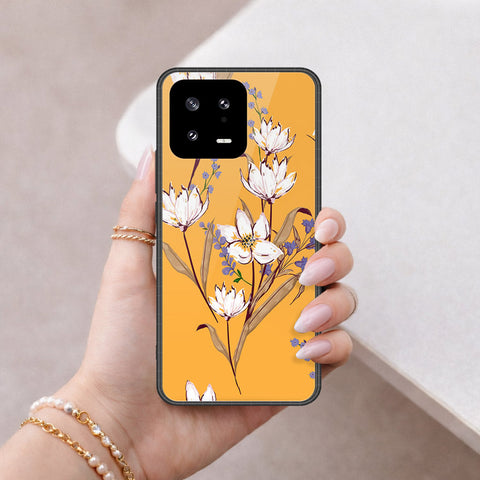 Xiaomi 13 Cover - Floral Series - HQ Ultra Shine Premium Infinity Glass Soft Silicon Borders Case