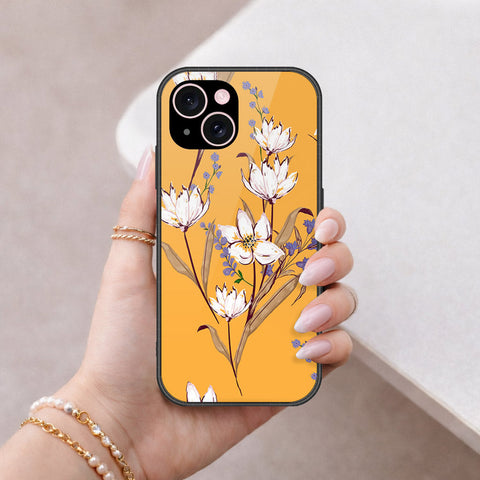 iPhone 15 Cover - Floral Series - HQ Ultra Shine Premium Infinity Glass Soft Silicon Borders Case