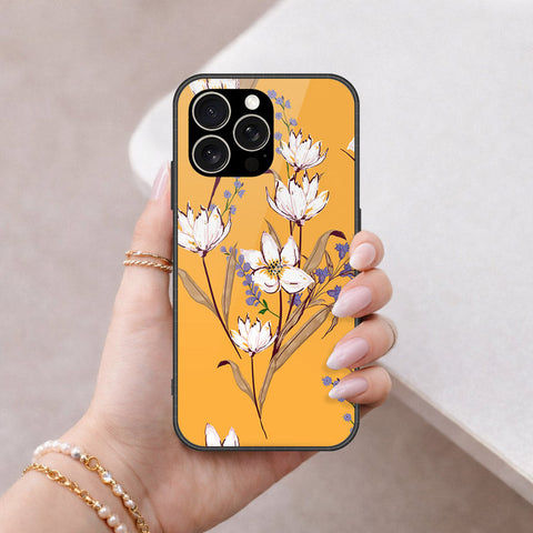 IPhone 15 Pro Cover - Floral Series - HQ Ultra Shine Premium Infinity Glass Soft Silicon Borders Case