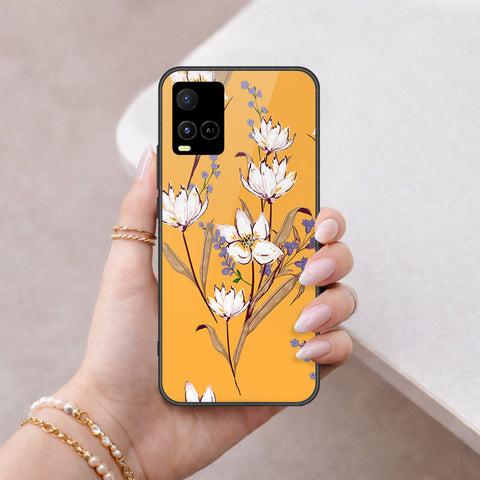 Vivo Y32 Cover - Floral Series - HQ Ultra Shine Premium Infinity Glass Soft Silicon Borders Case