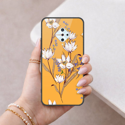 Vivo Y9s Cover - Floral Series - HQ Ultra Shine Premium Infinity Glass Soft Silicon Borders Case
