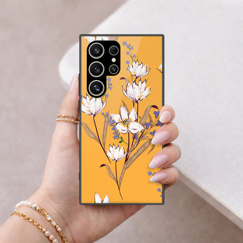 Samsung Galaxy S25 Ultra Cover - Floral Series - HQ Ultra Shine Premium Infinity Glass Soft Silicon Borders Case