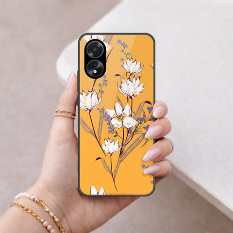 Oppo A38 Cover - Floral Series - HQ Ultra Shine Premium Infinity Glass Soft Silicon Borders Case