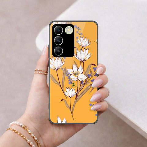 Vivo Y200e Cover - Floral Series - HQ Ultra Shine Premium Infinity Glass Soft Silicon Borders Case