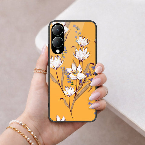 Vivo Y17s Cover - Floral Series - HQ Ultra Shine Premium Infinity Glass Soft Silicon Borders Case