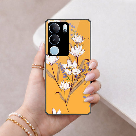 Vivo V29 Cover - Floral Series - HQ Ultra Shine Premium Infinity Glass Soft Silicon Borders Case
