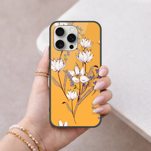 iPhone 16 Pro - Floral Series - HQ Ultra Shine Premium Infinity Glass Soft Silicon Borders Case