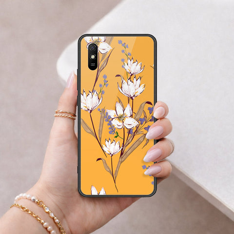 Xiaomi Redmi 9i Cover - Floral Series - HQ Ultra Shine Premium Infinity Glass Soft Silicon Borders Case