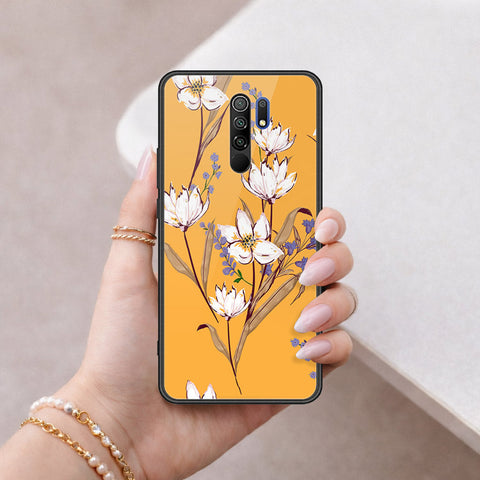Xiaomi Redmi 9 Cover - Floral Series - HQ Ultra Shine Premium Infinity Glass Soft Silicon Borders Case