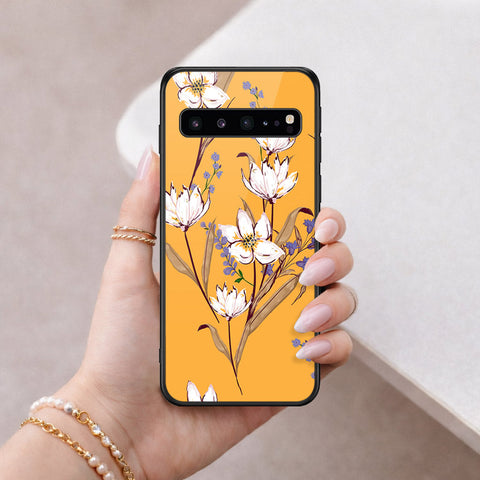 Samsung Galaxy S10 5G Cover - Floral Series - HQ Ultra Shine Premium Infinity Glass Soft Silicon Borders Case