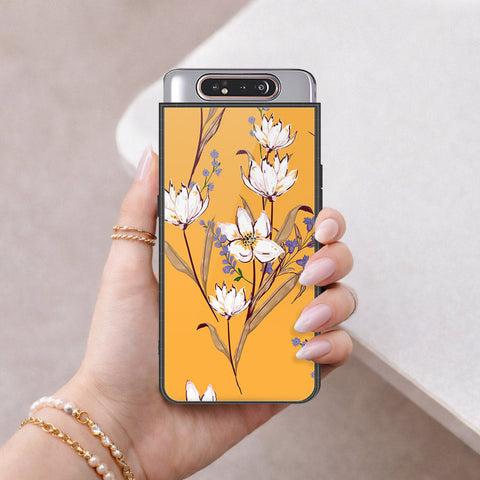 Samsung Galaxy A90 Cover - Floral Series - HQ Ultra Shine Premium Infinity Glass Soft Silicon Borders Case