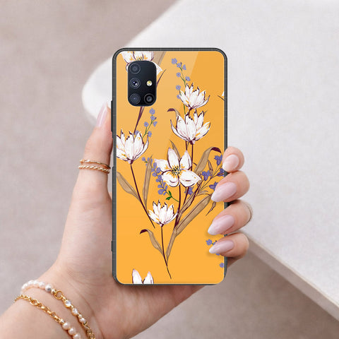 Samsung Galaxy M51 Cover - Floral Series - HQ Ultra Shine Premium Infinity Glass Soft Silicon Borders Case
