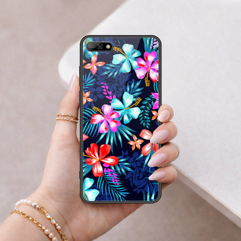Huawei Y6 Prime 2018 Cover - Floral Series - HQ Ultra Shine Premium Infinity Glass Soft Silicon Borders Case