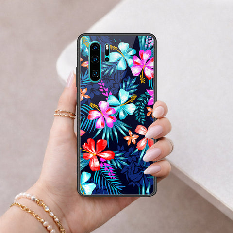 Huawei P30 Pro Cover - Floral Series - HQ Ultra Shine Premium Infinity Glass Soft Silicon Borders Case