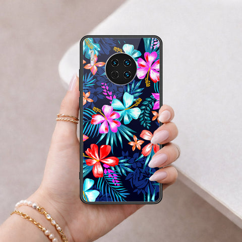 Huawei Mate 30 Cover - Floral Series - HQ Ultra Shine Premium Infinity Glass Soft Silicon Borders Case