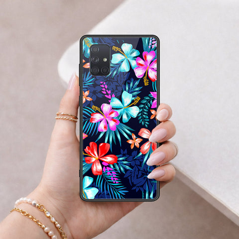 Samsung Galaxy A71 Cover - Floral Series - HQ Ultra Shine Premium Infinity Glass Soft Silicon Borders Case