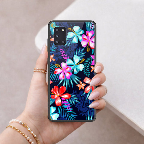 Samsung Galaxy A31 Cover - Floral Series - HQ Ultra Shine Premium Infinity Glass Soft Silicon Borders Case