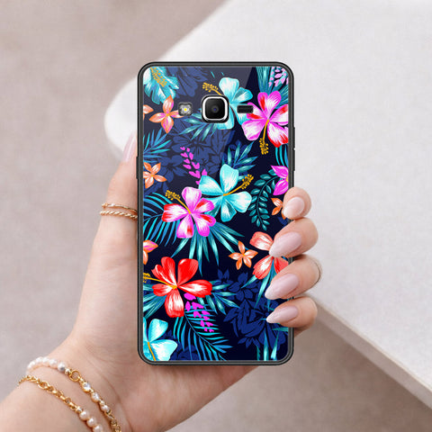 Samsung Galaxy J2 Prime Cover - Floral Series - HQ Ultra Shine Premium Infinity Glass Soft Silicon Borders Case