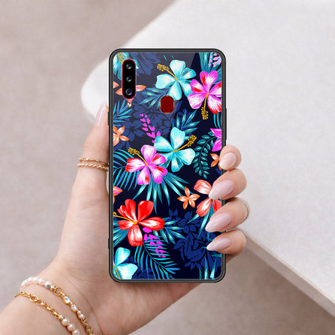 Samsung Galaxy A20s Cover - Floral Series - HQ Ultra Shine Premium Infinity Glass Soft Silicon Borders Case