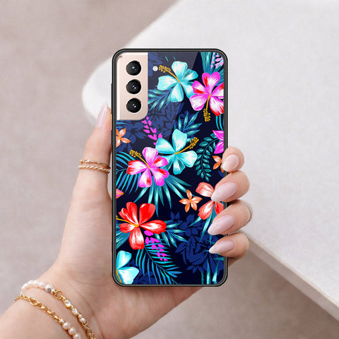 Samsung Galaxy S21 Plus 5G Cover - Floral Series - HQ Ultra Shine Premium Infinity Glass Soft Silicon Borders Case